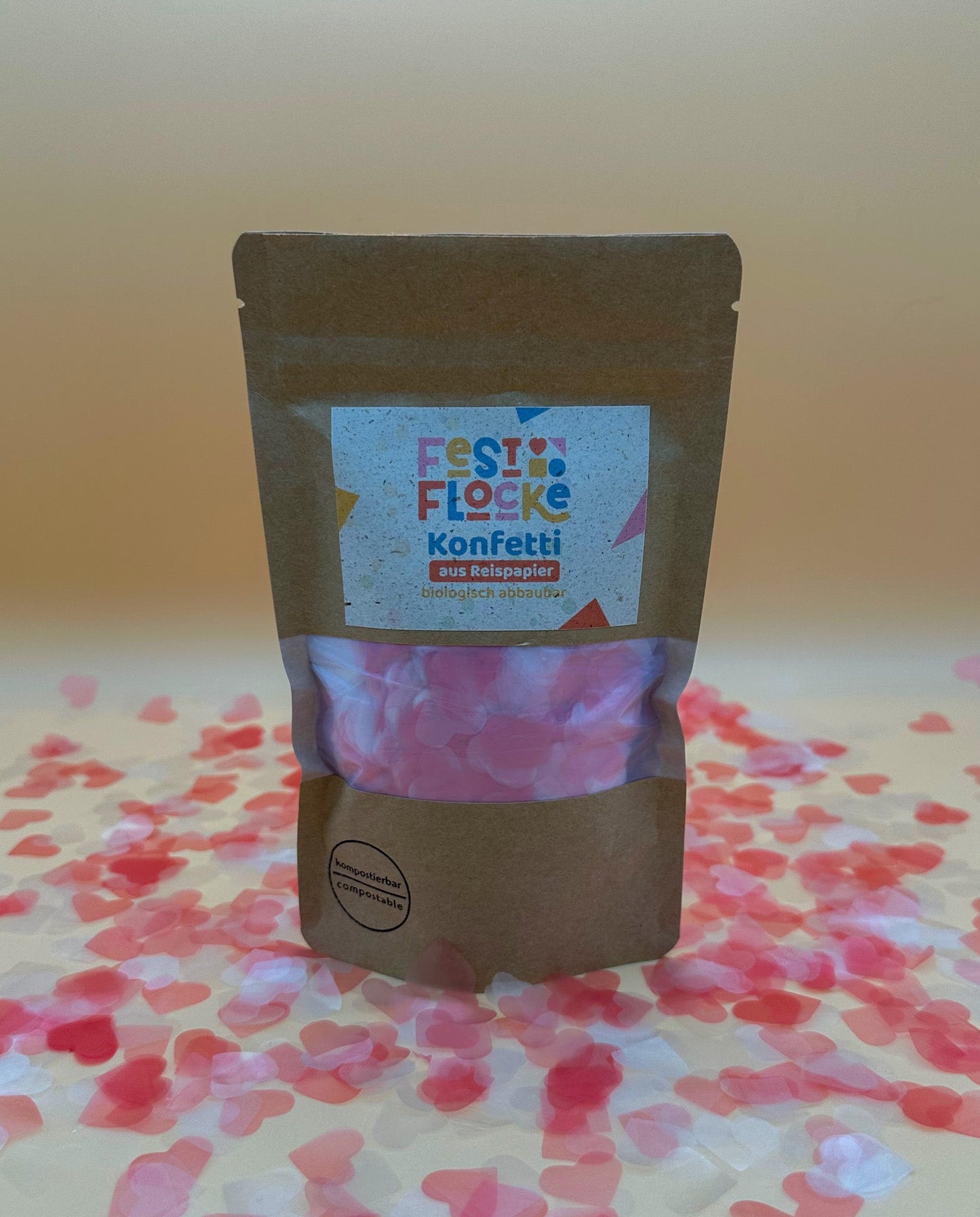 Herzkonfetti aus Reispapier - Festflocke