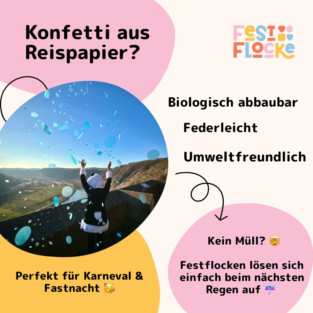 Buntes Reispapierkonfetti - perfekt für Karneval & Fastnacht